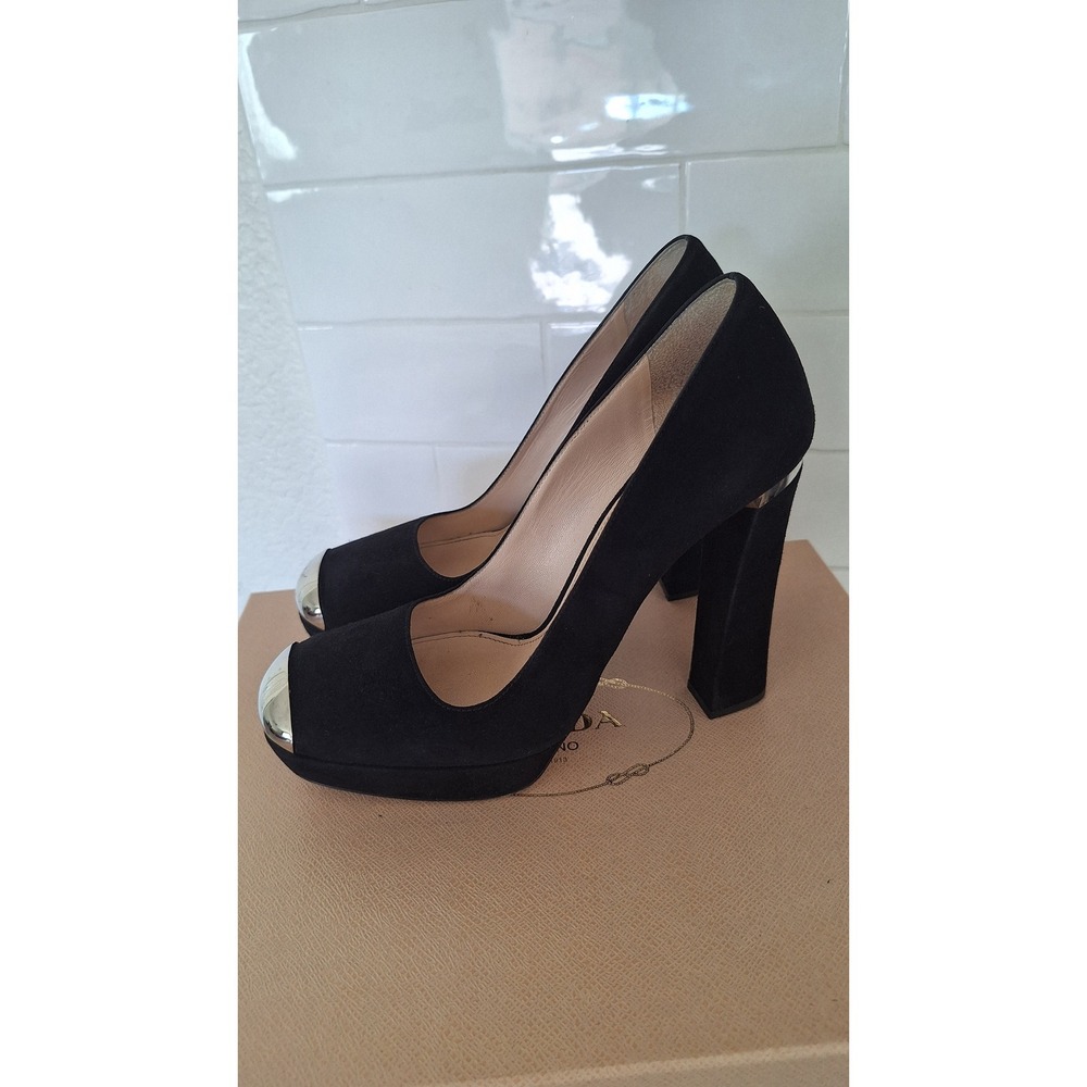 Prada Suede Black Platform Pumps Italy 36.5, 6 US - Picture 4 of 12